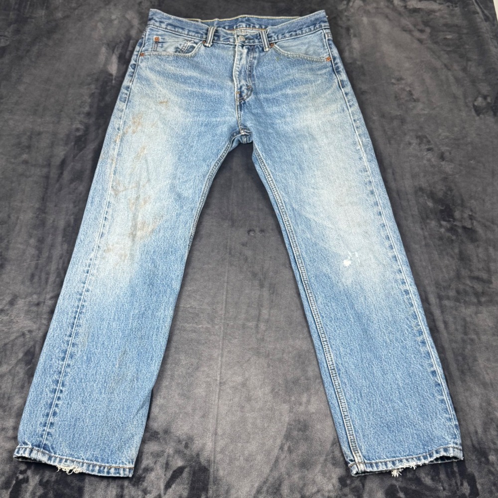 Levi's 505 Regular Fit Jeans Mens 33x30 Light Wash Blue Straight Leg 00505-4886